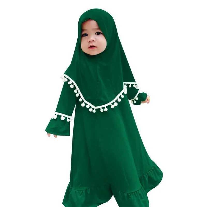 2pcs Kids Girls Hijab Abaya Muslim Set For Baby Islamic Clothing Overhead Scarf Kaftan Khimar Burqa Niqab Jalabiya Djellaba Suit X250514