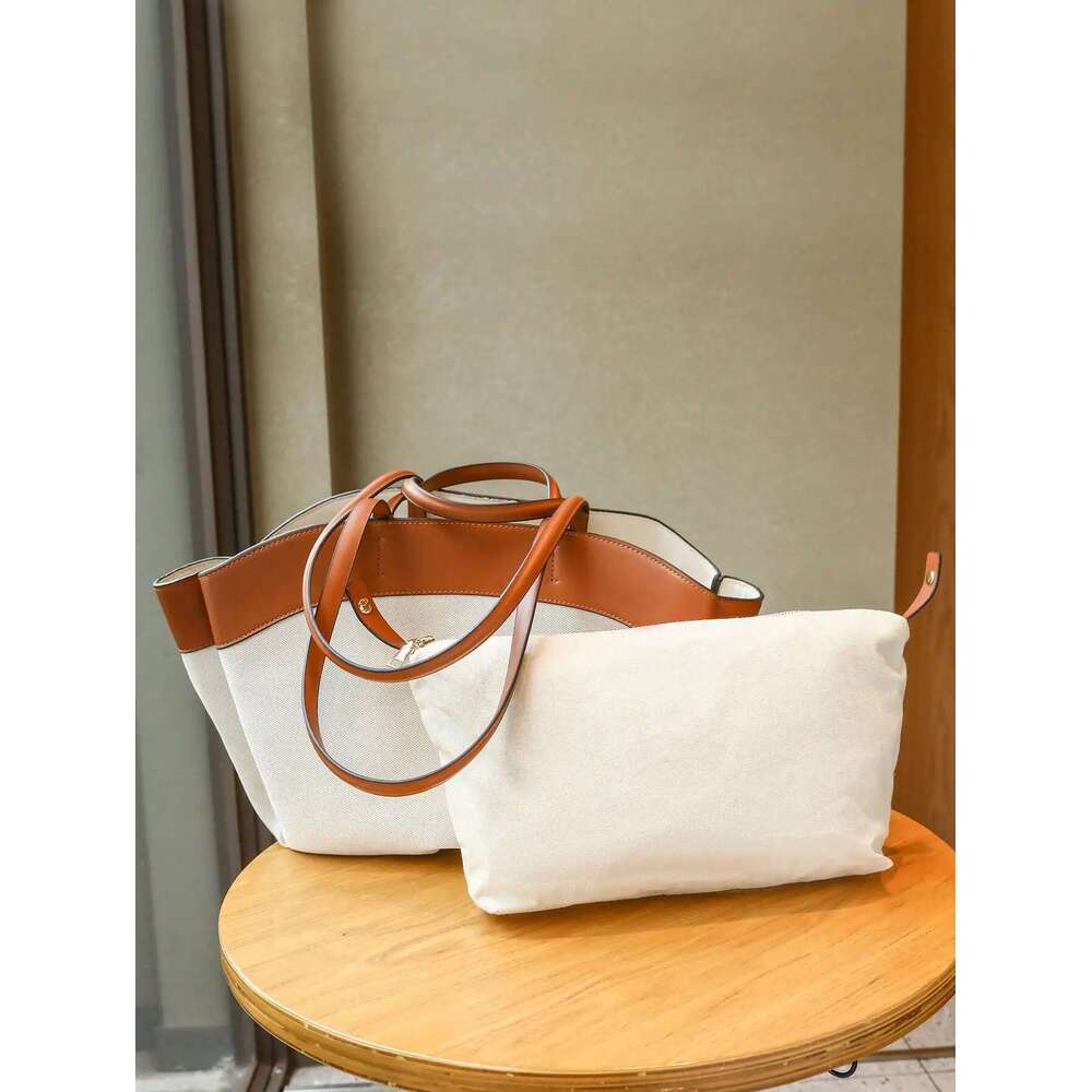 Women's canvas tote bag, premium texture, versatile, capacity, hand-held, single shoulder large bag