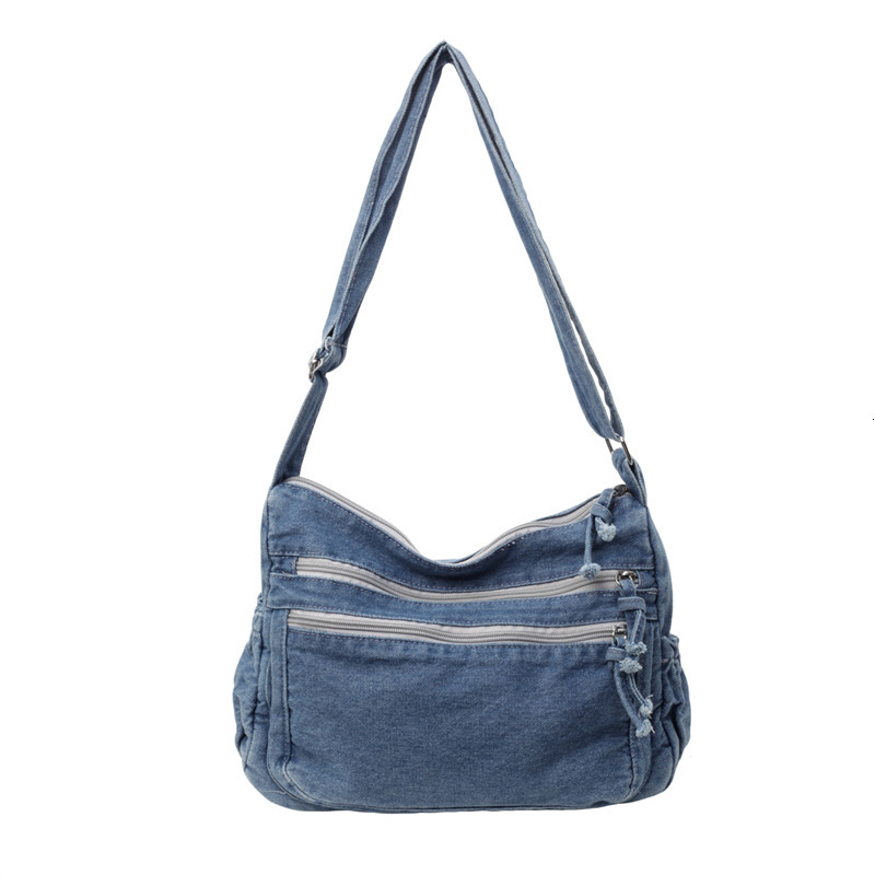 Lazy denim shoulder Harajuku style canvas bag, women's 2024 new large capacity simple crossbody bag