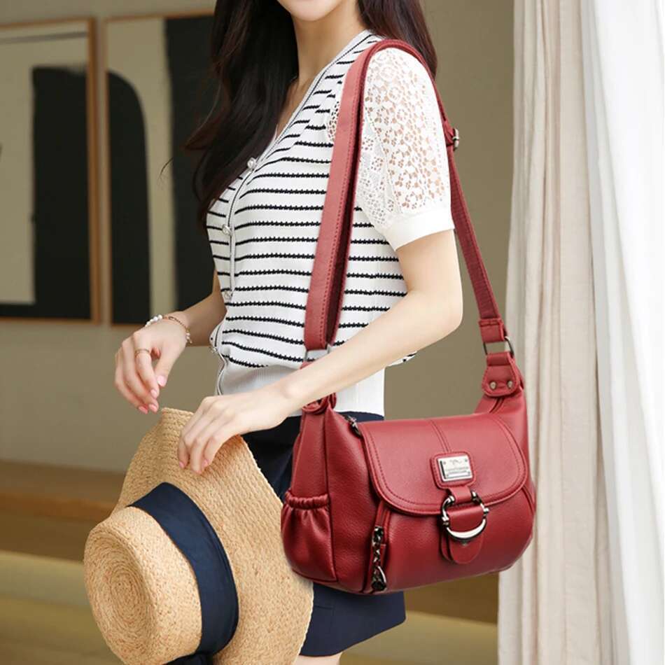 Genuine Brand Crossbody for Women Soft Leather Tote Shoulder Messenger Bags Female Casual Handbag Flap Bag Sac A Main