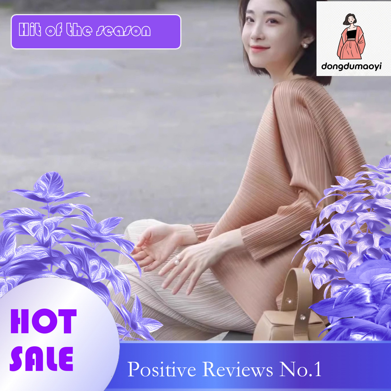 dongdumaoyi Miyake irregular long sleeved top spring and autumn new style round neck slimming pleated t-shirt for women