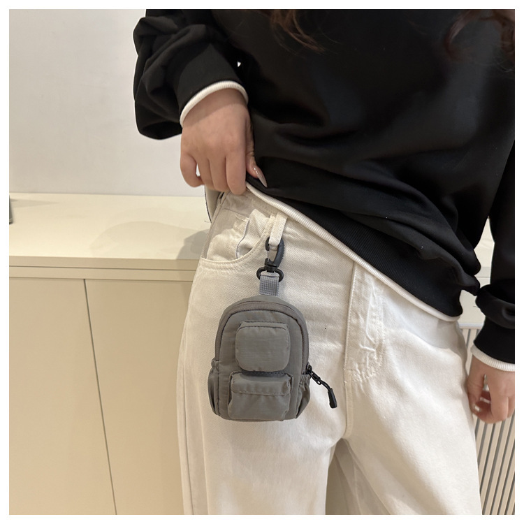 Designer pendant mini small square bag nylon waterproof women's multi pocket headphone bag minimalist solid color zipper crossbody bag coin pocke