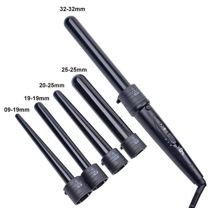 Professional Iron LCD Display Curler Set 5 in 1 Interchangeable Hair Curling