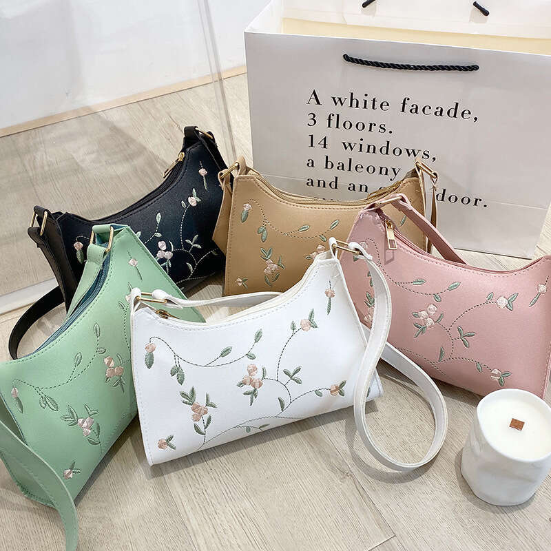 Embroidered 2022 Ladies Handbag Women's Shoulder Fashion Simple Hobo Underarm Bag