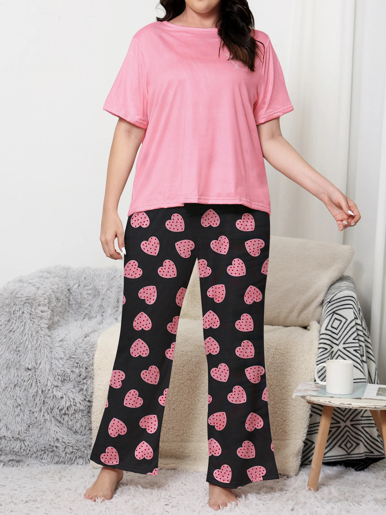 Pajama set suitable for family and casual wear Fairy made of milk silk material short sleeved long pants 250506
