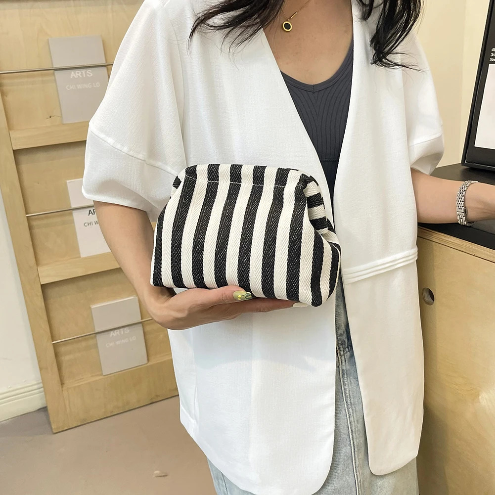 Summer Woven Crochet Purses for Women Beach Clutch Handbags Dumpling Hobo Casual Colorblock Bag Ladies Ruched Cloud Purse 250514
