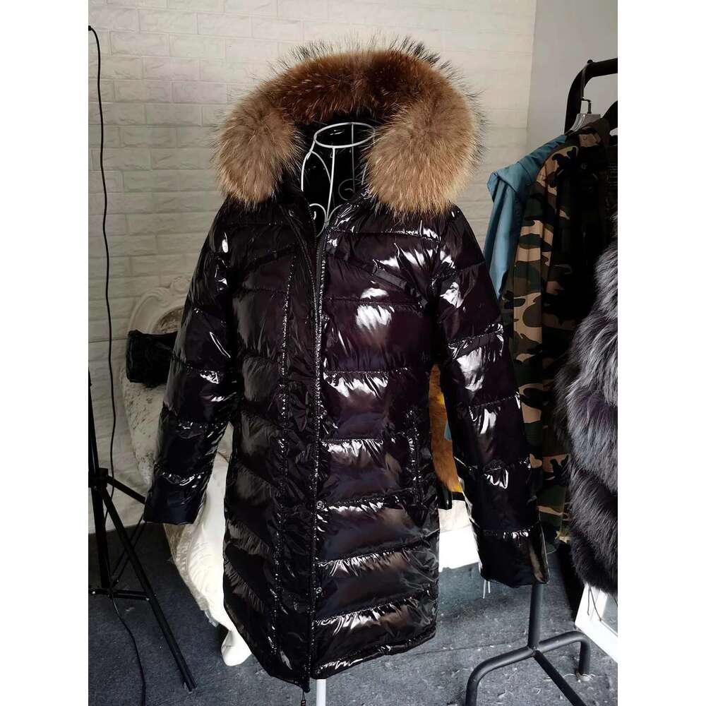 Maomaokong Winter Jacket Women Parkas Duck Down Lining Coat Real Raccoon Fur Collar Warm Black Streetwear