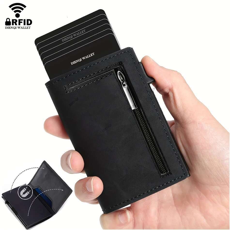Carbon Fiber Rfid Credit Card Holder Men Money Bag Brand Minimalistic Slim Thin Wallet Black Clutch Purse Male