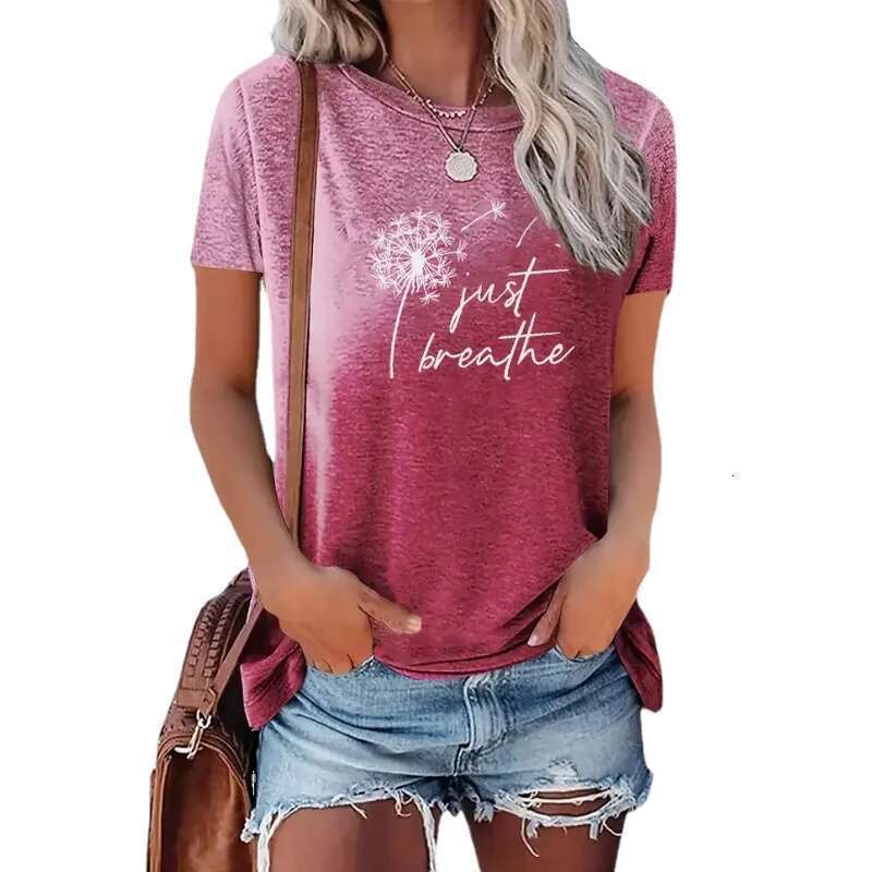 New Spring Summer Women's T Shirt--Dandelion Gradient Printed Top Fashion Clothing Short Sleeve Matching Clothes