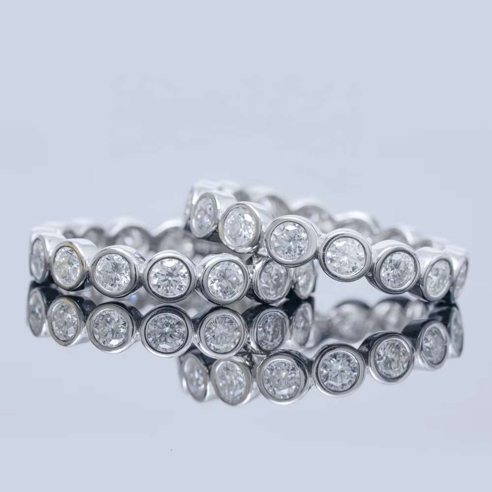Bezel Diamond Band Rings Sterling Silver 925 Iced Out Vvs Moissanite Fine Jewelry Luxury Band Ring