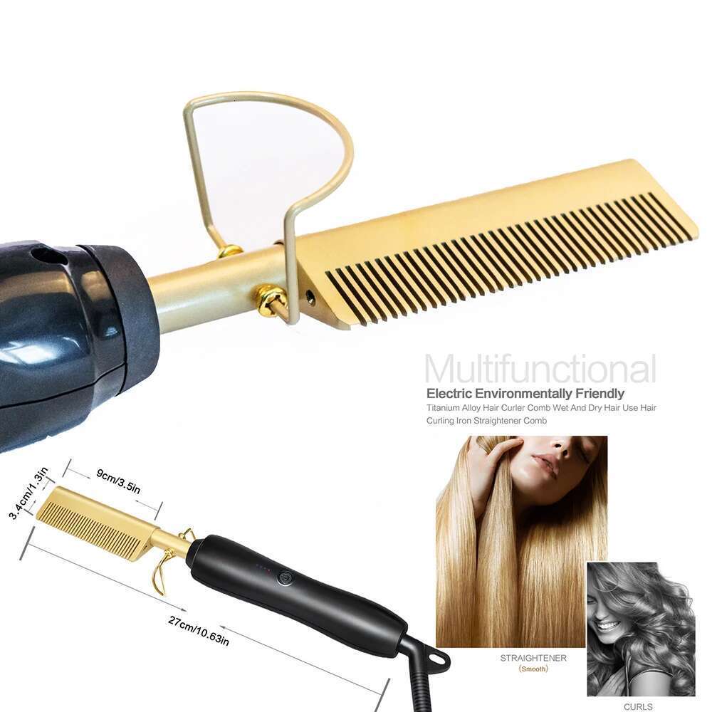 2 in1 Hair Electric Fast Heating Portable Travel Anti-Scald Beard Straightener Press Hot Comb