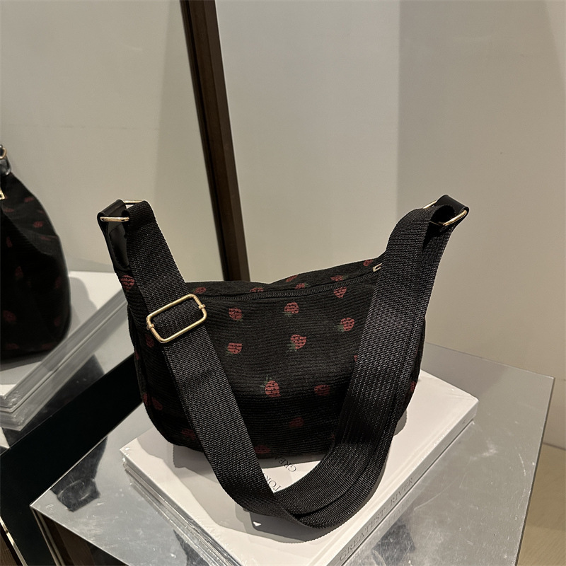 Free Delivery Designer Bag Korean Version Cute Strawberry For Women 2025 New Trendy And Fashionable Striped Dumpling Internet Famous Versatile Shoulde