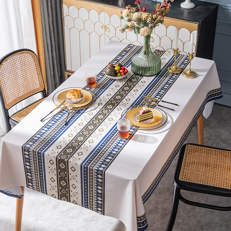 A0900 Nordic style tablecloth waterproof and scalding PVC coffee table mat rectangular household thickened tablecloth tablecloth washable and oil-proo