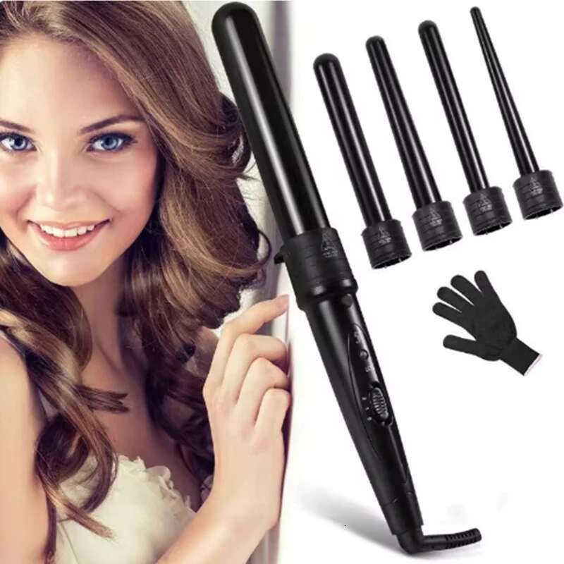 Professional Iron LCD Display Curler Set 5 in 1 Interchangeable Hair Curling