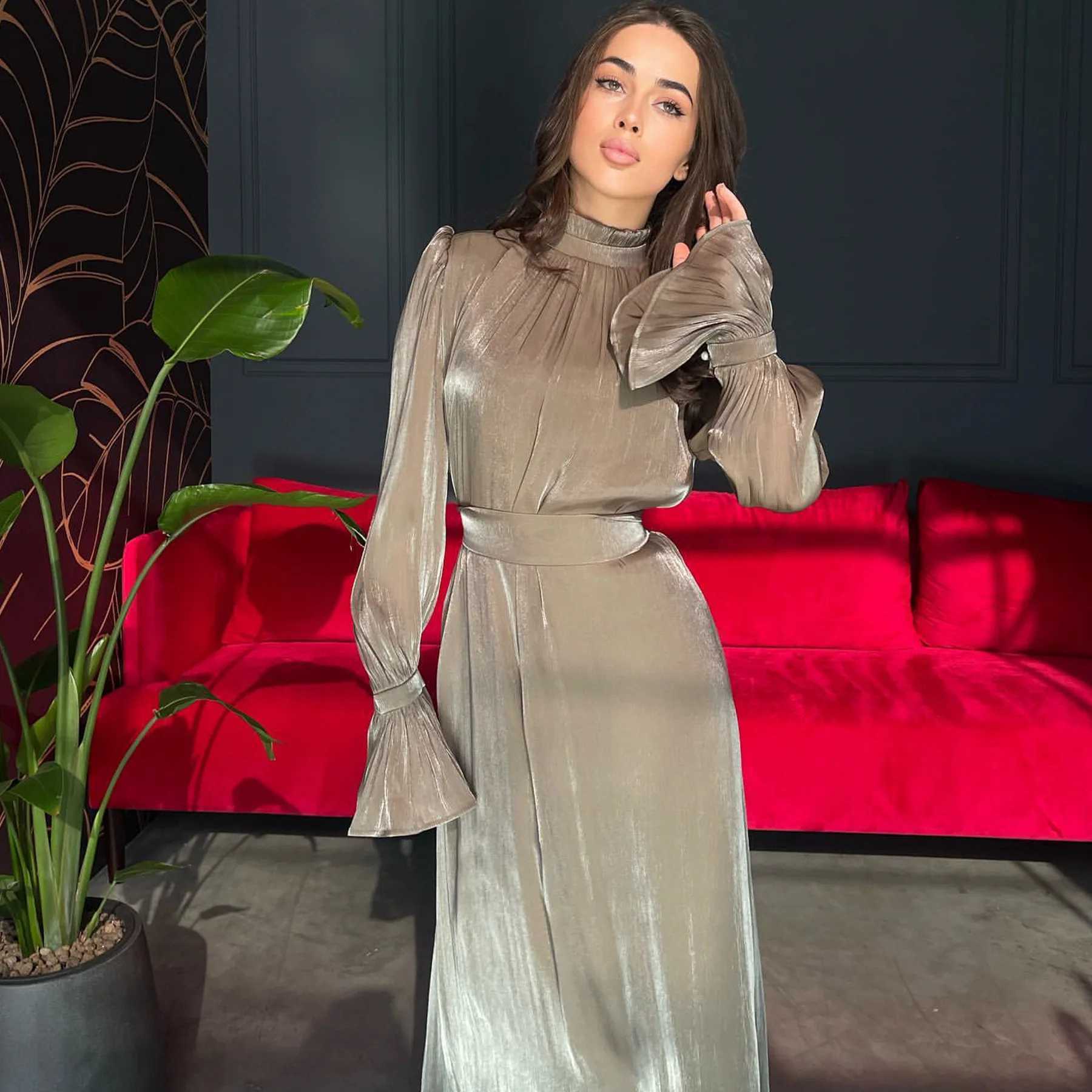 Ramadan Satin Abayas for Women Eid Djellaba Muslim Shiny Maxi Dress Dubai Abaya Turkey Kaftan Robe Caftan Marocain Femme Vestido X250514