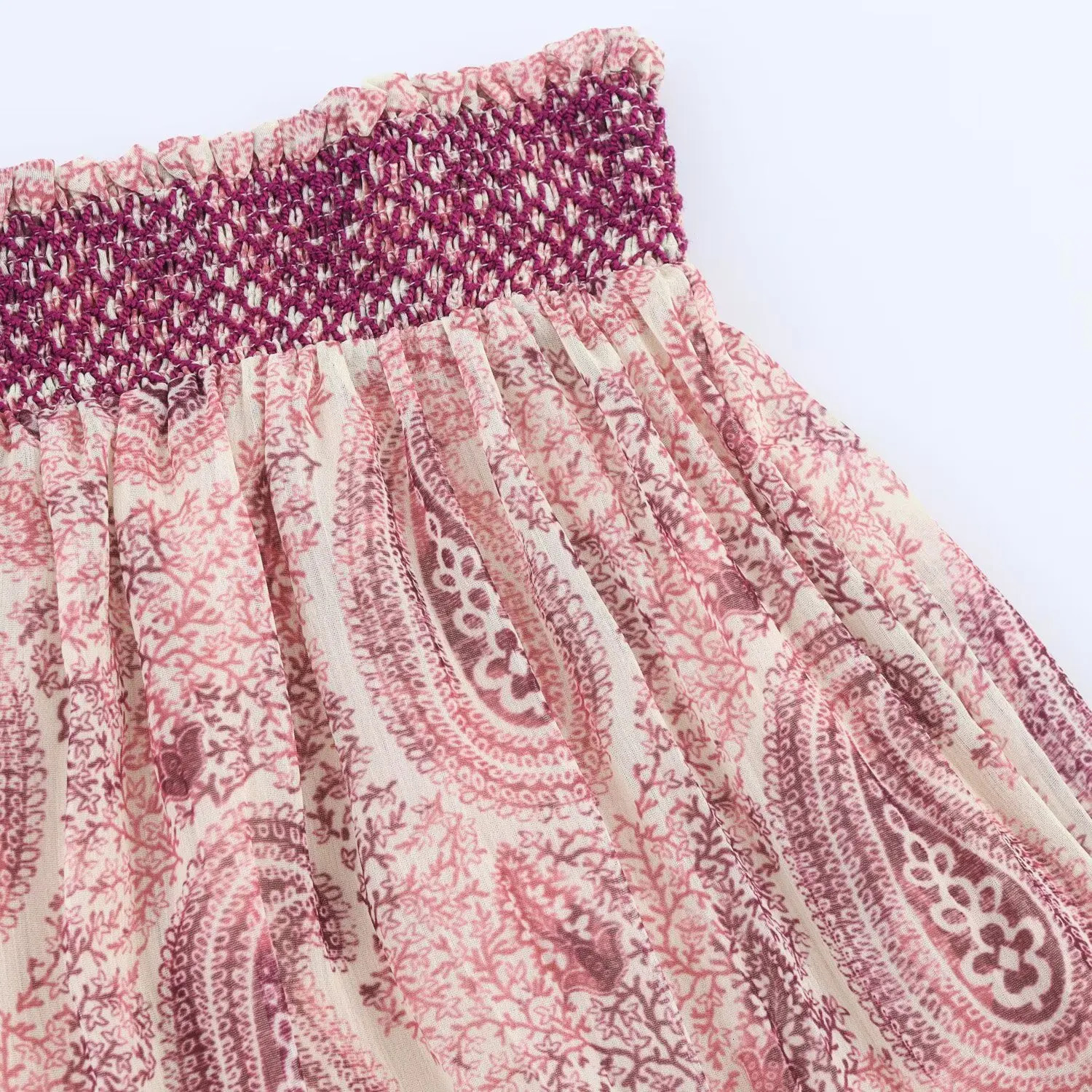 UNIZERA Womens Half Skirt Retro Printed Elastic High Waist Splicing and Embracing Style Summer 250514