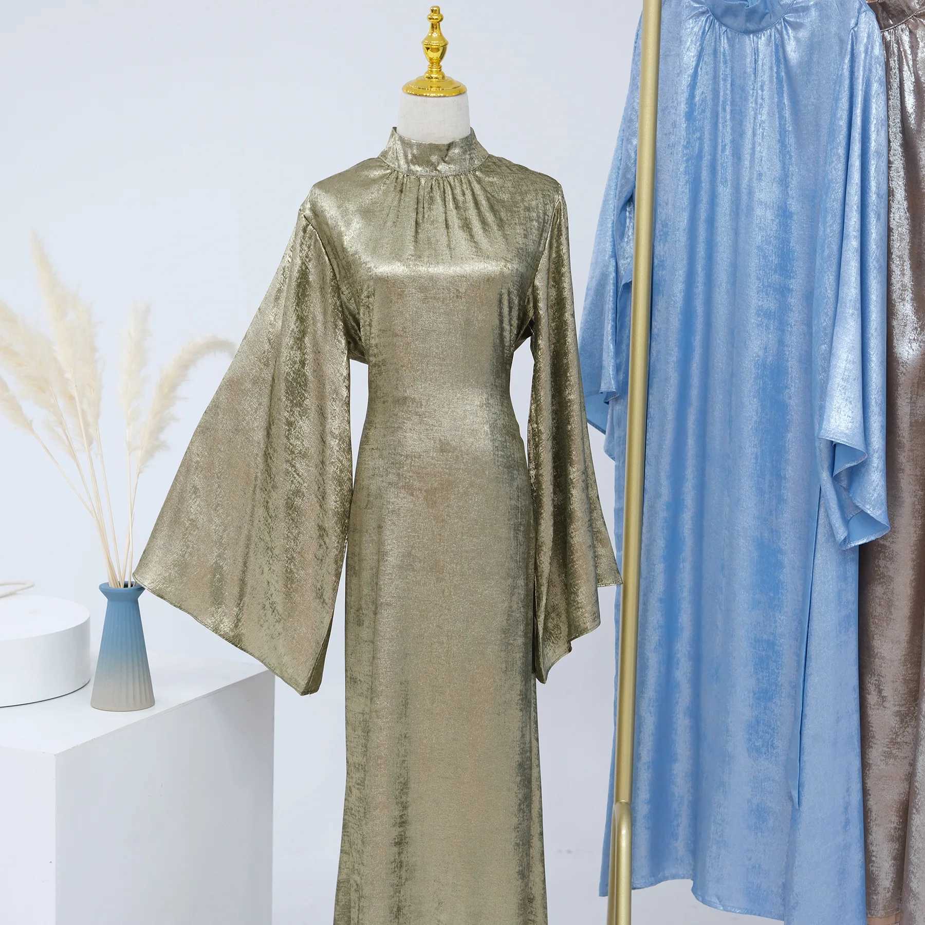 2024 Islamic Elegant New Shinny Kaftan Abaya Women Muslim Dress Turkey Islamic Clothing Modest Dress Dubai Abaya EID Collections X250514
