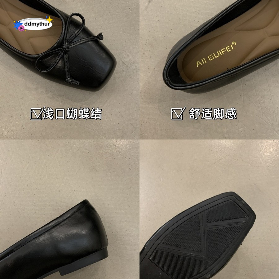 Silver single shoe shallow bow 2025 spring new French gentle evening style flat bottomed scoop shoes for women ddmythur