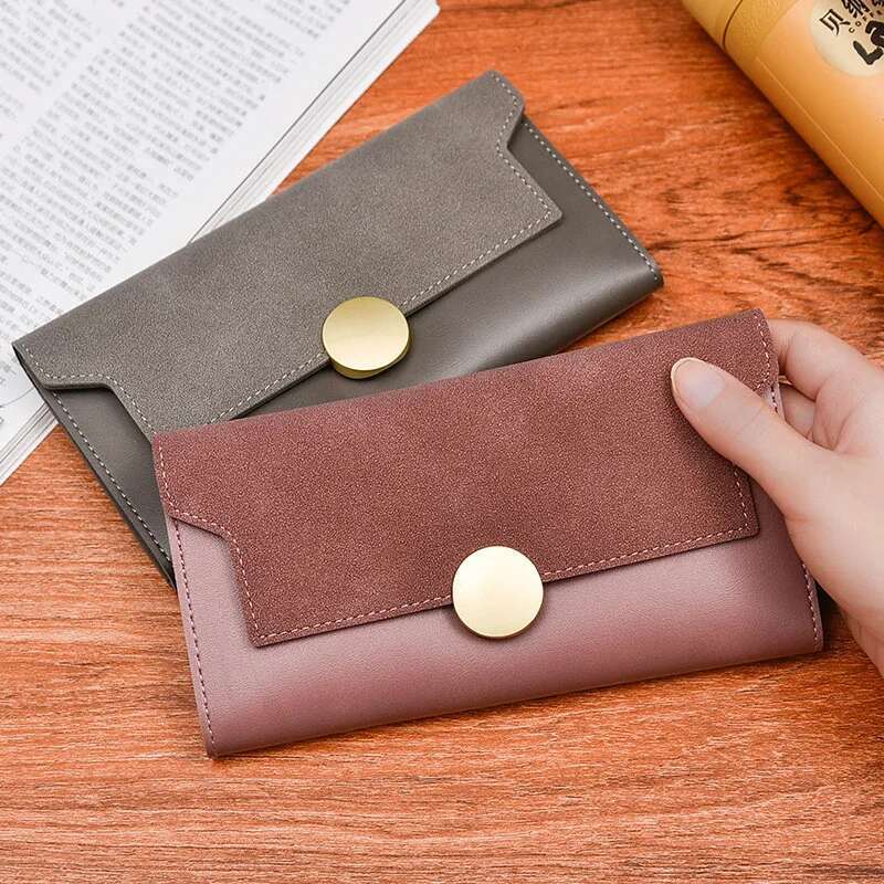 Long Women's Frosted Wallet PU Leather Female Hasp Money Purse Ladies Fashion Clutch Phone Bag ID Credit Card Holder Case
