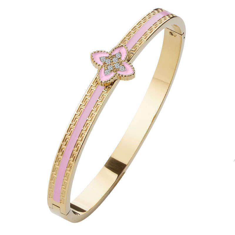Luxury Jewelry four leaf Clover Bracelet titanium steel Gold color Plate Agate Diamond Fashion Charm Chain ins fashion design Wedding Gift Party Good 