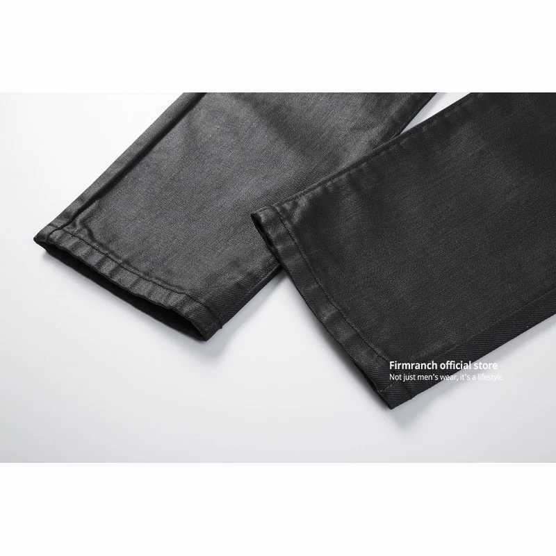 Firmranch New Black Oil Wax Jeans For Men/Women Punk Strtwear Skinny Pencil Denim Pants Slim Fit Motorcycle Biker Trousers X250514