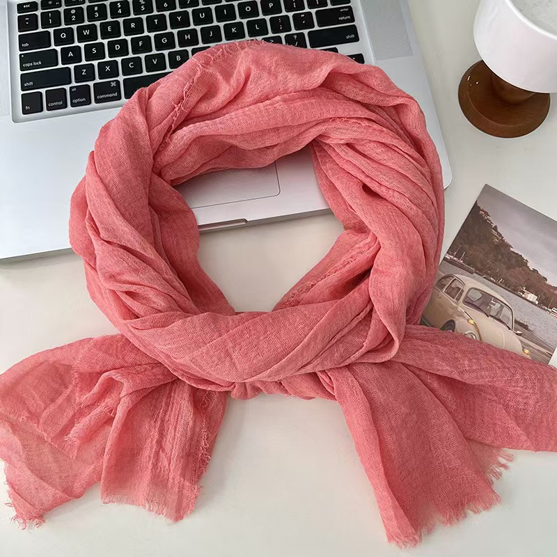 T703 autumn and winter scarf female 2025 new all-match long solid color high-end neck warm scarf shawl silk scarf