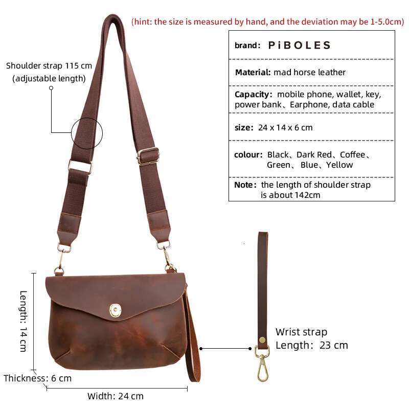 Classic Crazy Horse Men Messenger Handmade Genuine Leather Business Travel Shoulder Bags Briefcase Male Crossbody