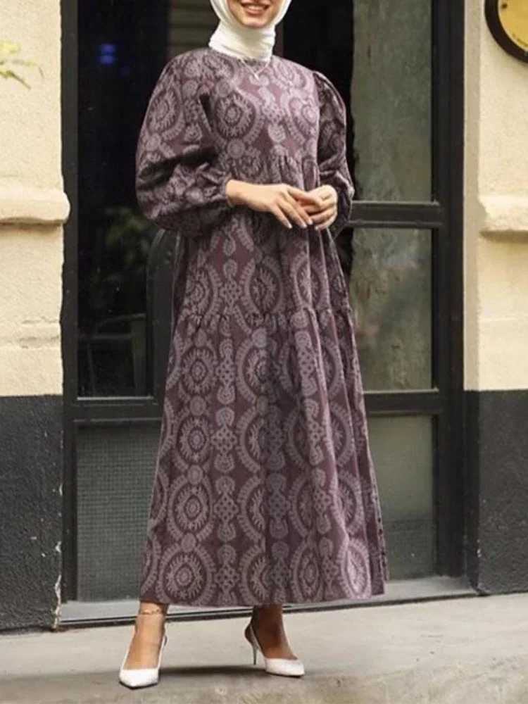 Autumn Morocco Muslim Dress Women Print Abaya Kaftans Casual Evening Dresses Woman Turkey Islam Long Dress Robe Femme Vestidos X250514