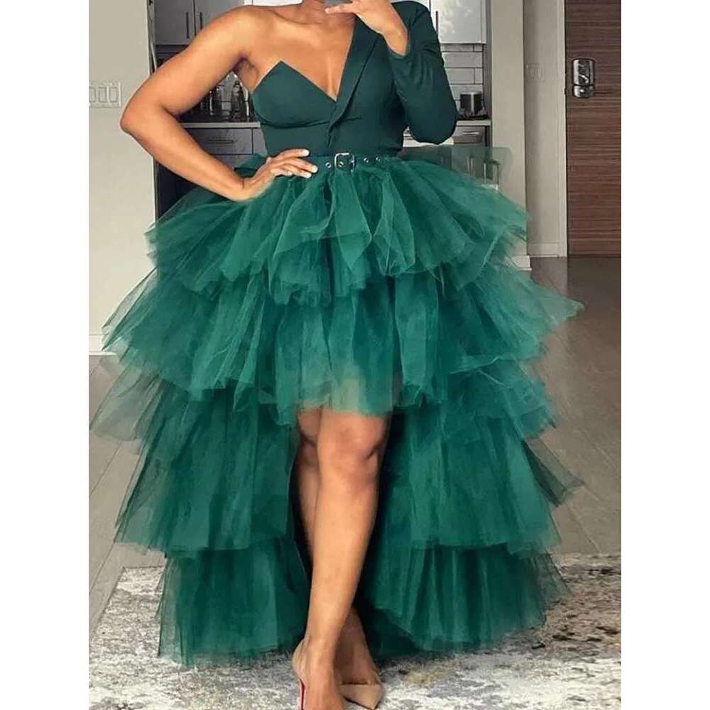 Womens Plus Size Dresses Sexy V Neck Long Elegant with Sleeves Green Evening Mesh Blazer Dress Wholesale Dropshipping