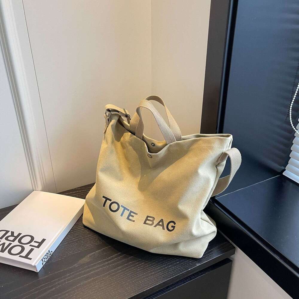 Thick canvas vintage tote high-end handbag commuting large capacity student backpack shoulder bag 2025 new style chic and elegant temperament