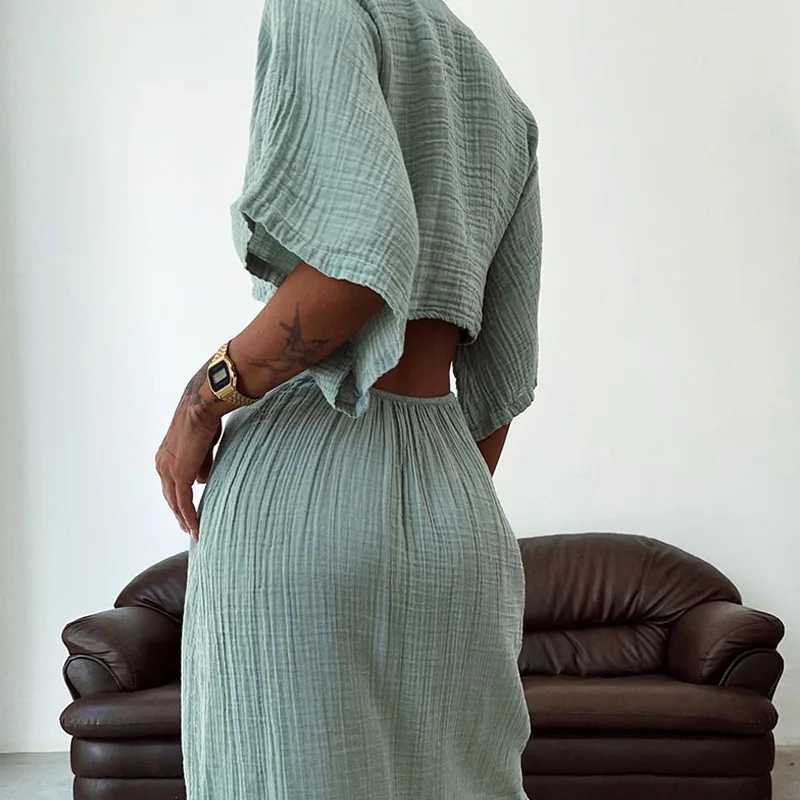 Sexy Slim Open Waist V-neck Dress Summer New Cut-out Open Back Long Dresses for WomenXJ250514