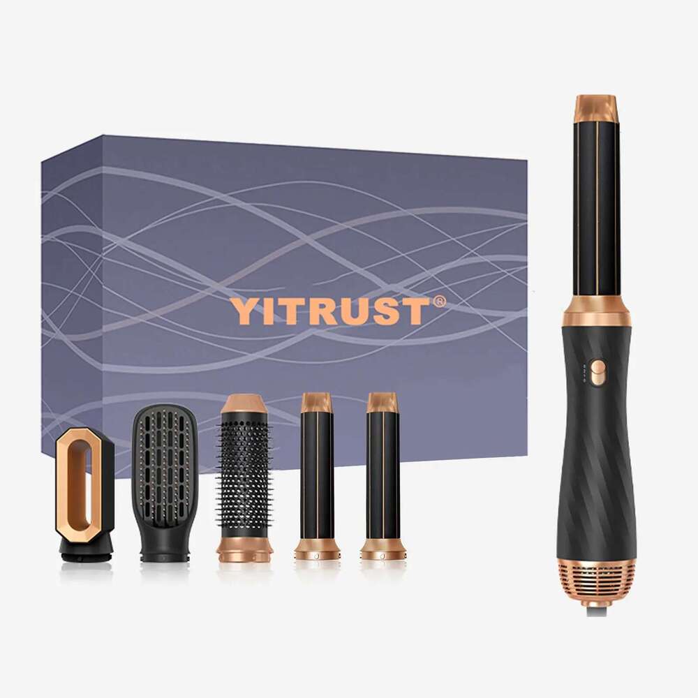 5 in 1 Blow Dryer Hot Brush Curler Air Styler Wrap Curling Iron Travel Hair Styling Tool