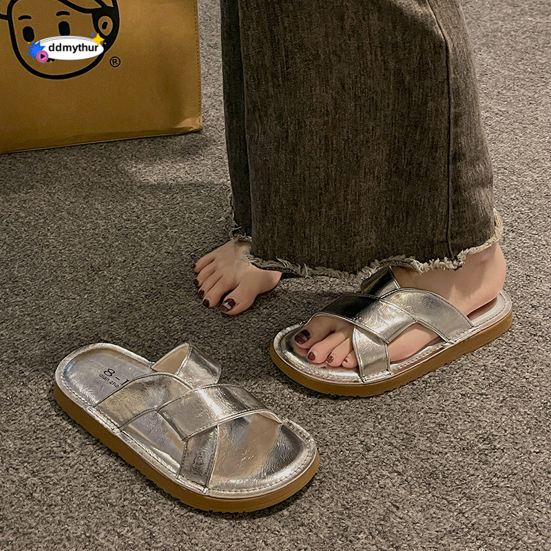 Design sense: Pregnant women's shoes look high-end, fashionable, versatile, and simple. Women's summer casual one-piece Roman slippers ddmyt