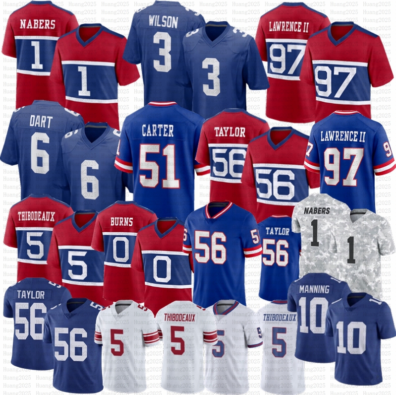 Abdul Carter Malik Nabers Russell Kayvon Thibodeaux Wilson Brian Burns Dexter Lawrence II Football Jersey Jaxson Dart Manning Strahan Hyatt Bavaro Cam Skattebo