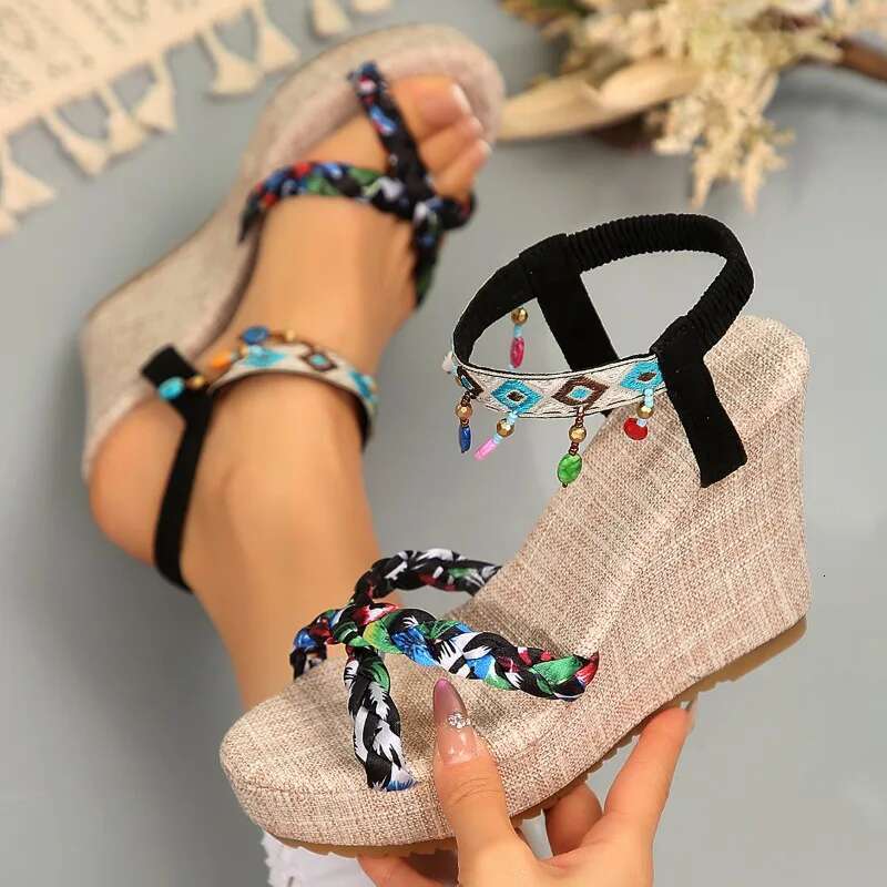 Women's Wedge Open Toes Side Cutout Platform Sandals High Heels Anti-slip Leisure Fashion Shoes Women Sandalias De Mujer
