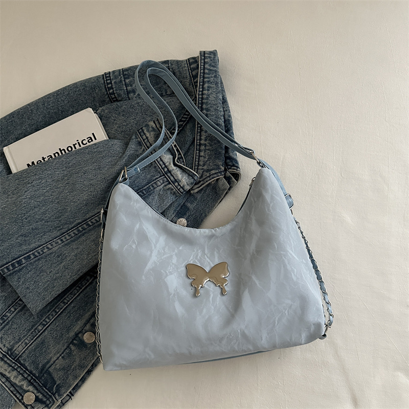 Free Delivery Designer Bag Korean Version Butterfly Fashion Backpack 2025 New Chain Single Shoulder Crossbody Student Class Large Capacity Tote Luxury