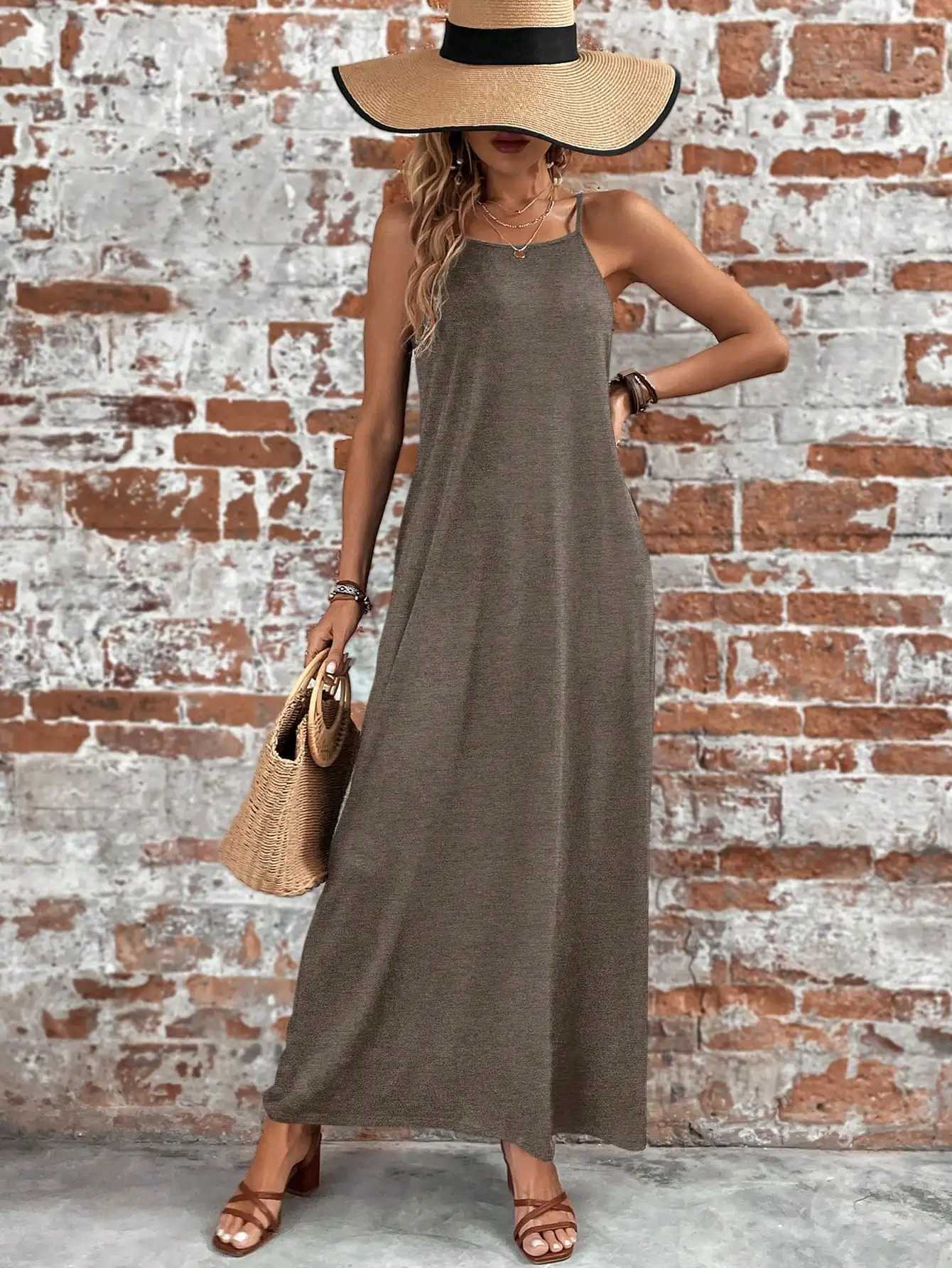 Elegant casual womens dress strapless sleeveless halter loose fashion womens dressXJ250514