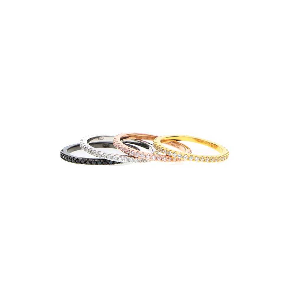 100% pure 925 sterling silver micro pave cz thin engagement band 4 colors eternity ring silver stackable ring setXJ250514
