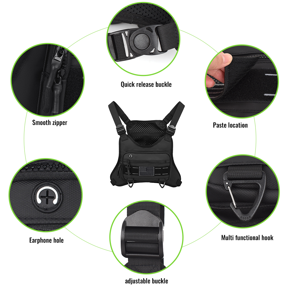 Outdoor Sports Chest Bag for Men, Chest Vest Holster Fits Most Pistols, EDC Travel Chest Pack for Running, Hiking | 557