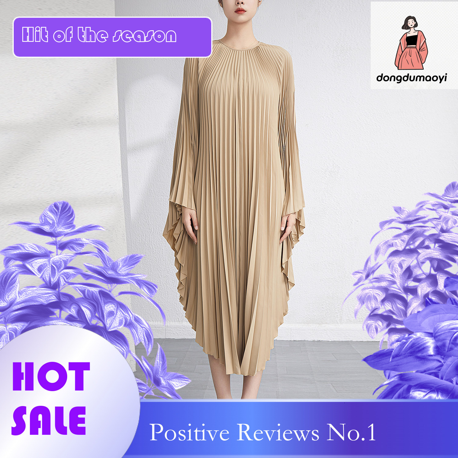 dongdumaoyi Folded irregular loose plus size medium to long women s dress age reducing flesh blocking slimming and fat enhancing MM skirt