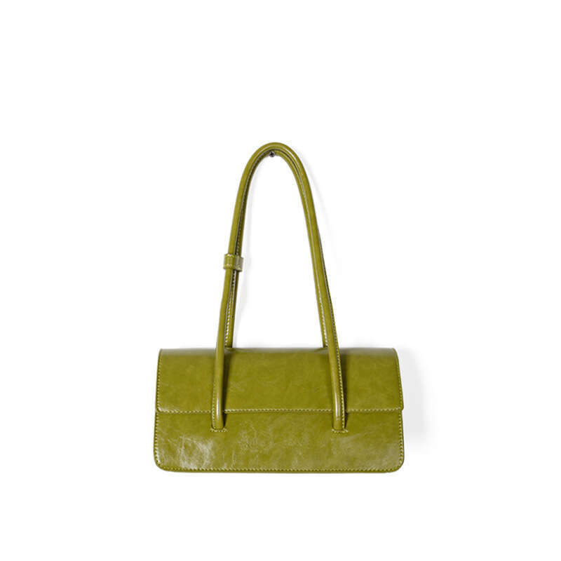 Women's New Korean Version Of Handbag With Niche Design, Oil Wax Leather Single Shoulder Underarm Bag, High-End Texture, Fashionable Portable Tot