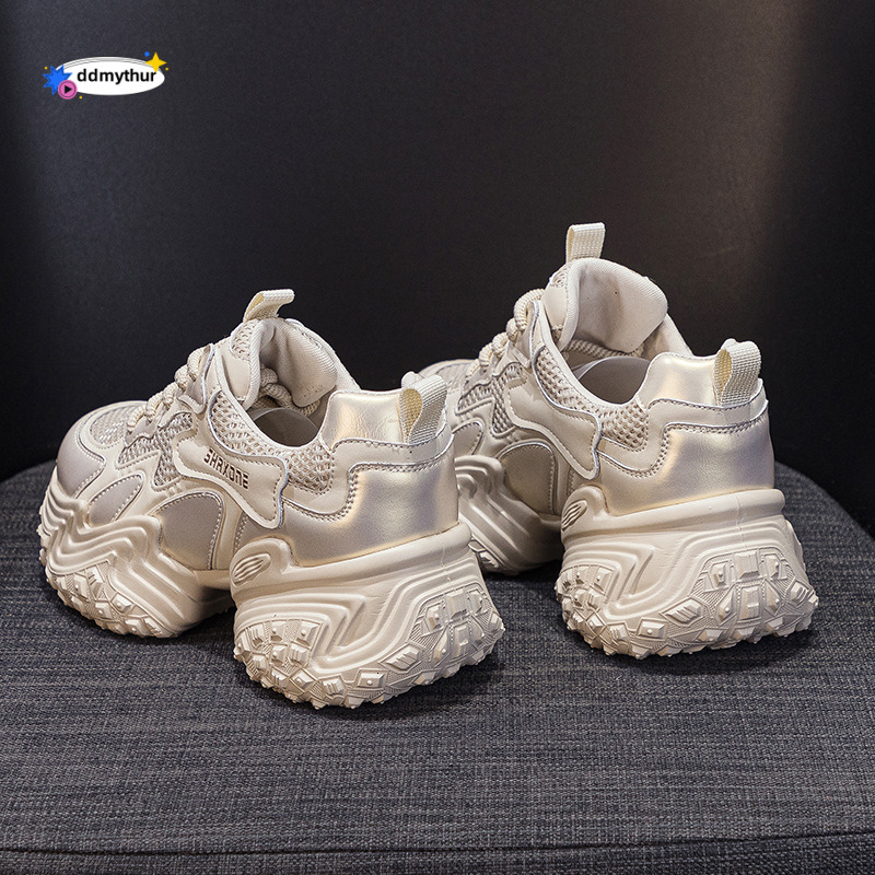 Genuine leather dad women, 2024 autumn winter new item, thick oled height increaing anti lip port hoe, veratile and lightweight caual hoe for ddmythur