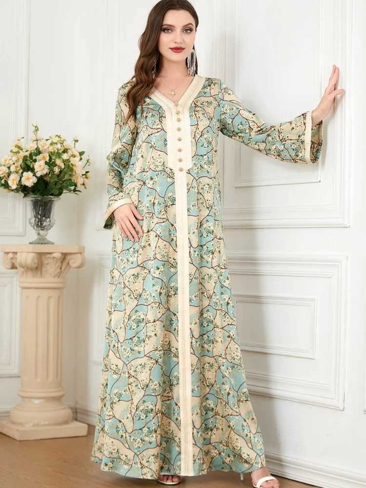 Abaya Muslim Women Dress V Neck Jalabiya Morocco Party Dress Abayas Casual Vestidos Largo Robe Moroccan Caftan Ramadan 2025 X250514