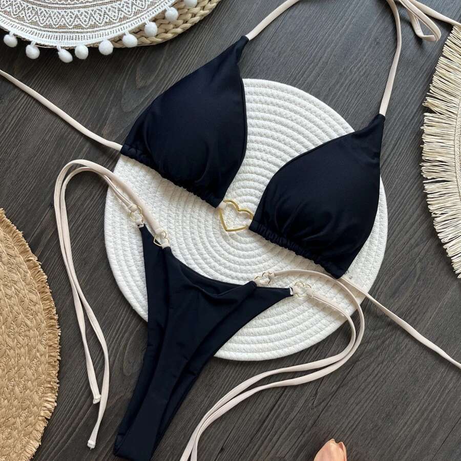 Para Praia 6 Colors Solid Brazilian Micro Swimwear T-back Swimsuit Women Sexy Biquini Thong Bikini Set Bathing Suit
