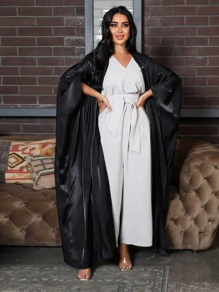 Ramadan Dubai Satin Modest Open Butterfly Batwing Kimono Abaya Cardigan Islam Muslim Dress For Women Ka Robe Musulmane X250514