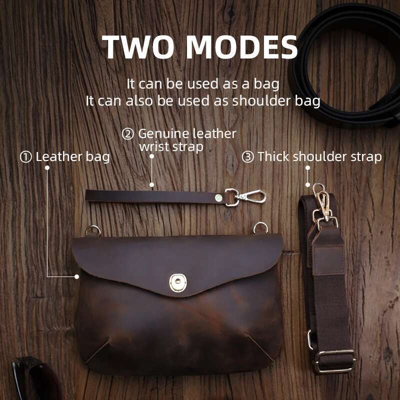 Classic Crazy Horse Men Messenger Handmade Genuine Leather Business Travel Shoulder Bags Briefcase Male Crossbody