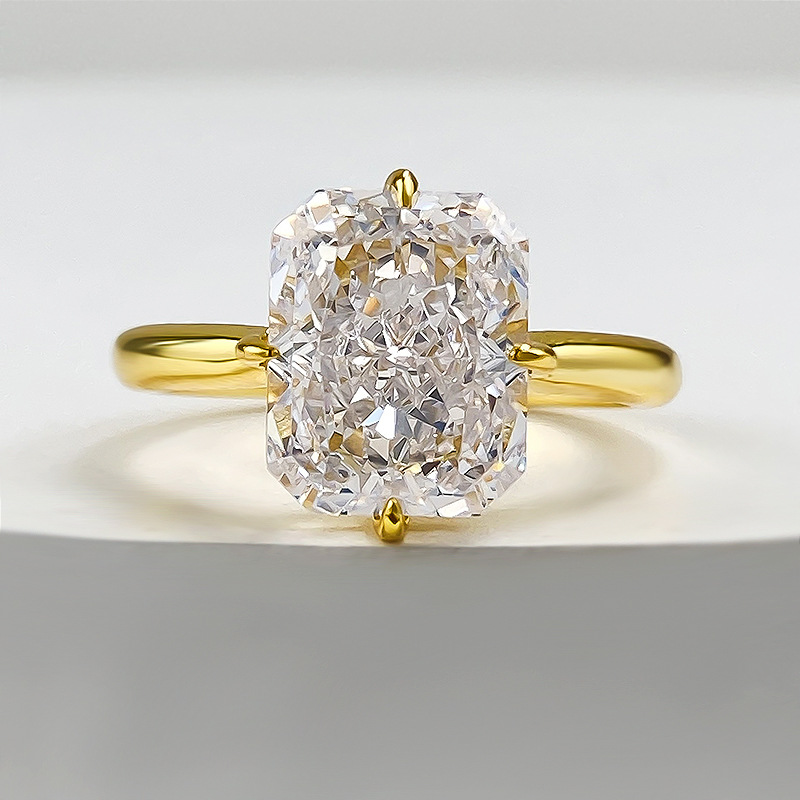 Choucong Ins Top Sell Wedding Rings Luxury Jewelry Pure 100% 925 Sterling Silver Radiant Shape White Moissanite Diamond Promise Women Engagement Band 