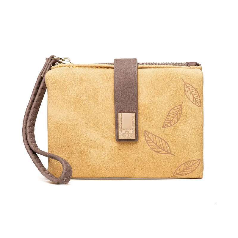 Matte Pu Leather Small Zipper Short Ladies Wallet Wristlet Women Purse Female Coin Pocket Card Holders