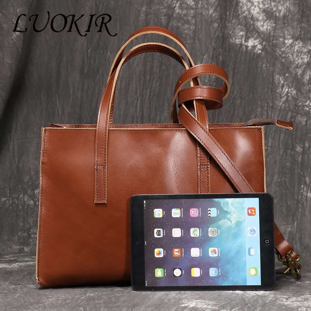 LUOKIR Genuine Leather Women's Handbag, Top Layer Cowhide Shoulder Crossbody Bag,Simple And Versatile Small Square Bag For Women