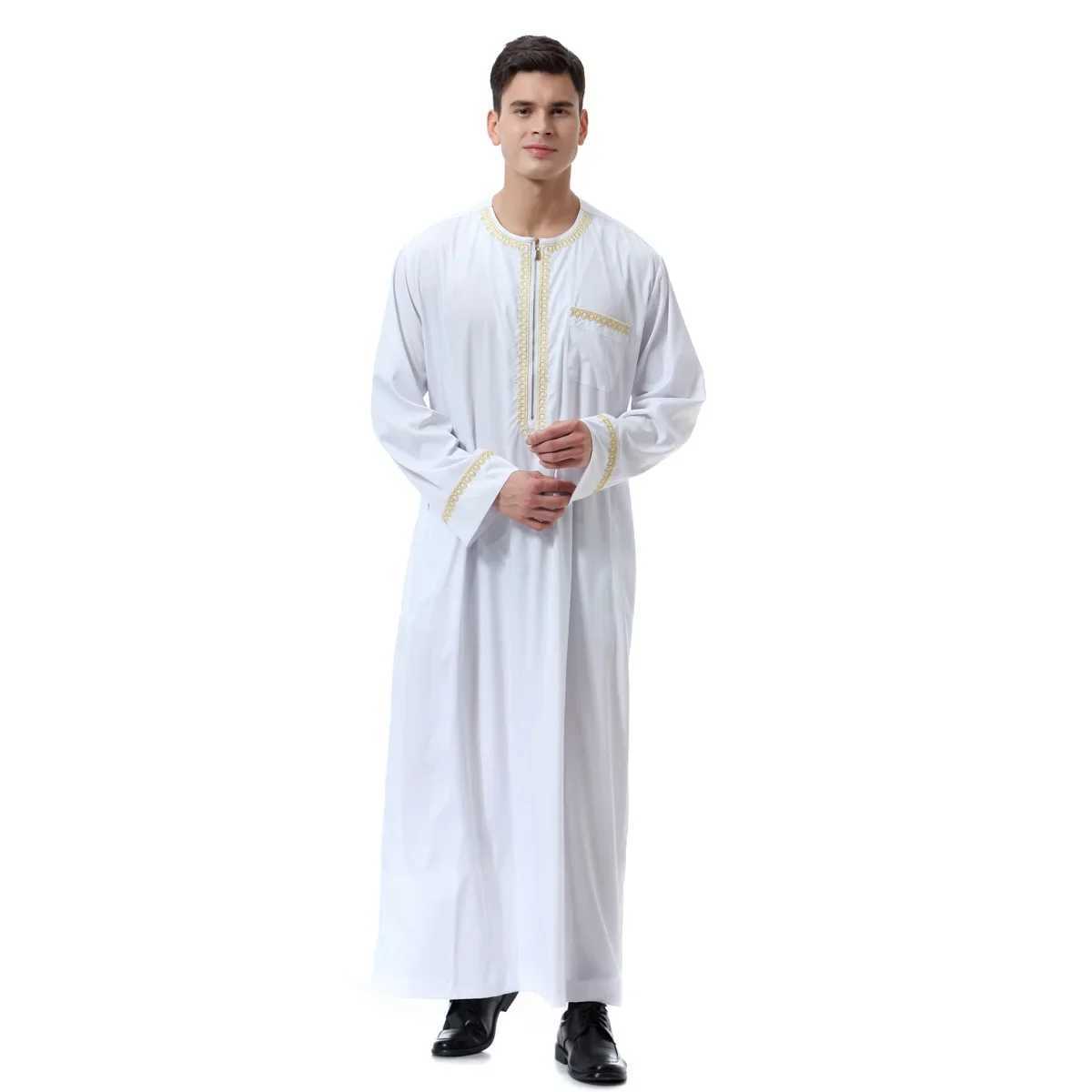 White Robe Spring Jubba Thobe for Muslim Men Arabic Wear Elegant Kaftan Pakistan Long Sleeve Dubai Tradistional Wear Thobe X250514
